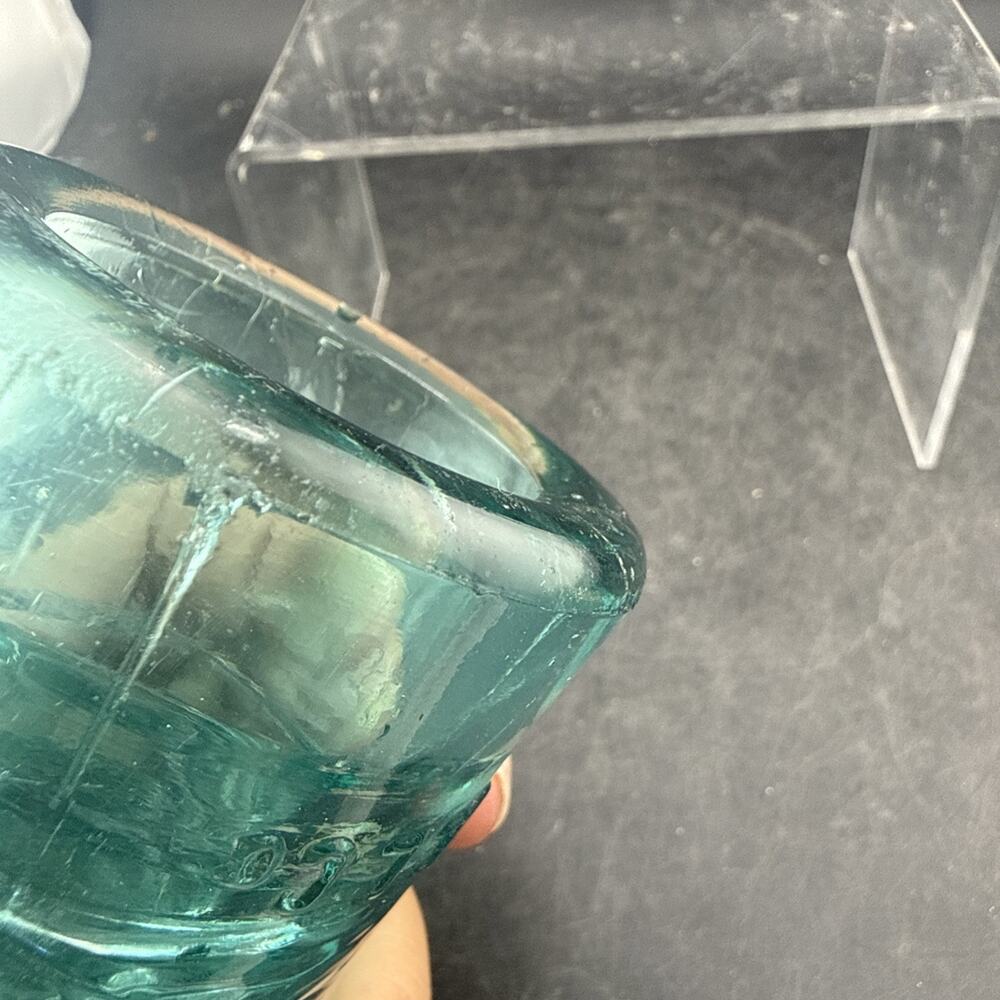 Vintage AM Tel & Tel Co 38 Aqua Glass Threaded Telegraph Telephone Insulator - Picture 8 of 8